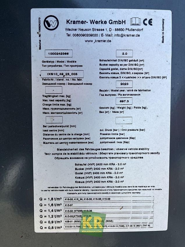 Kramer 2400 HVF GRONDBAK #24534