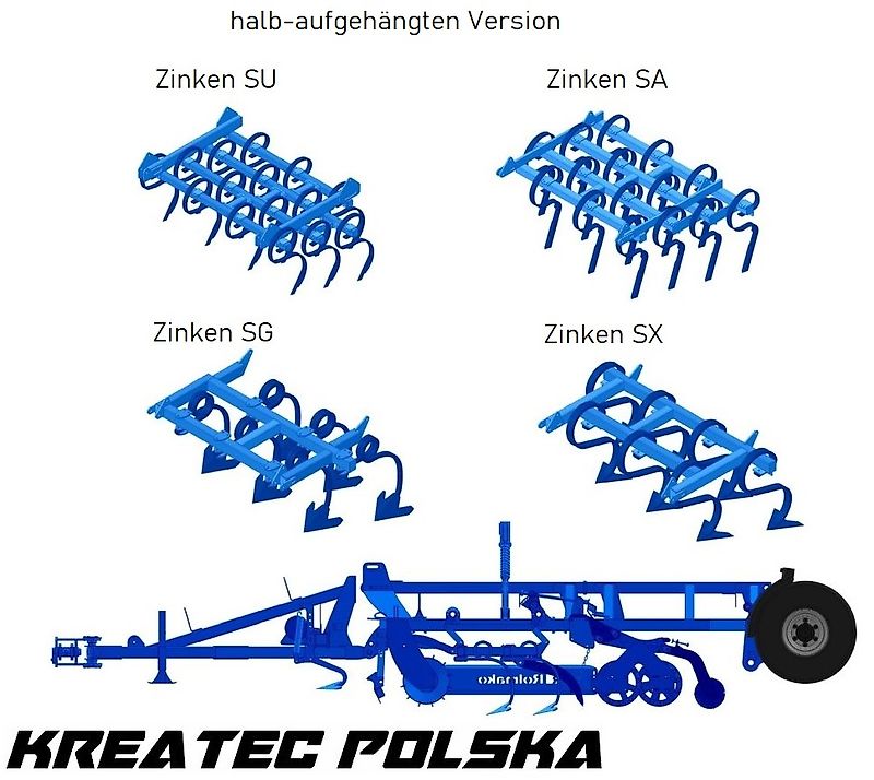 Rolmako Saatbettkombination kompakt U 684 mit Zinken SX, gehängte Version, Breiten von 2,5 m bis 4,5 m