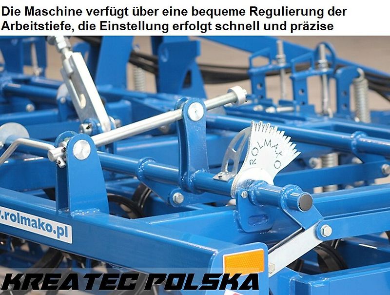 Rolmako Saatbettkombination kompakt / Kompaktgrubber U 684 PRO mit Zinken SX mit verstärkter Doppelfeder, halb-aufgehängten Version, Breiten von 3 m bis 6 m