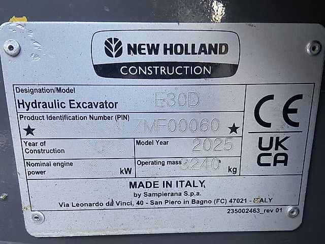 New Holland E30D MINIGRAAFMACHINE STAGE-V DEMO